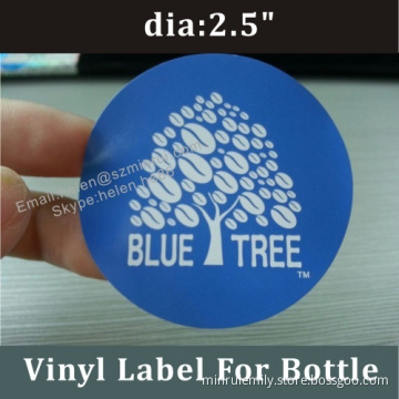 Self Adhesive Blue Round Label For Package,logo Sticker With Different Size Customized In Rolls 